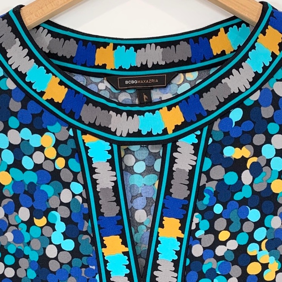 BCBGMaxAzria Blue Polka Dot Cut Out Dress - Picture 3 of 5